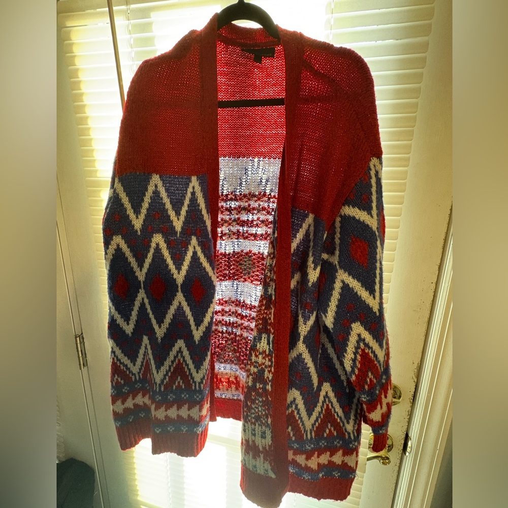 Lane Bryant Multicolor Geometric Knit Cardigan